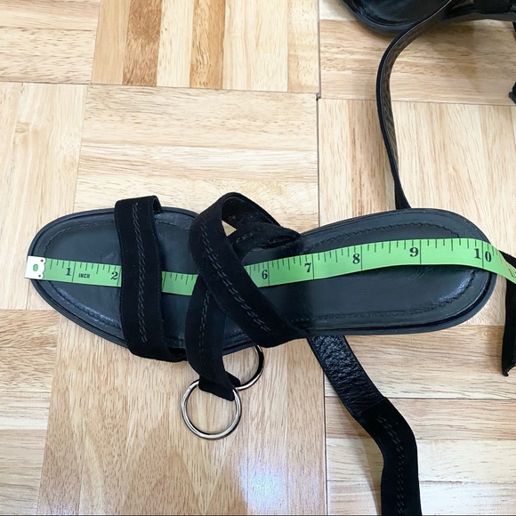 TOD’S Black Suede Leather Ankle Wrap Buckle Strap Heel Open Toe Sandals Size 39 - Picture 6 of 16